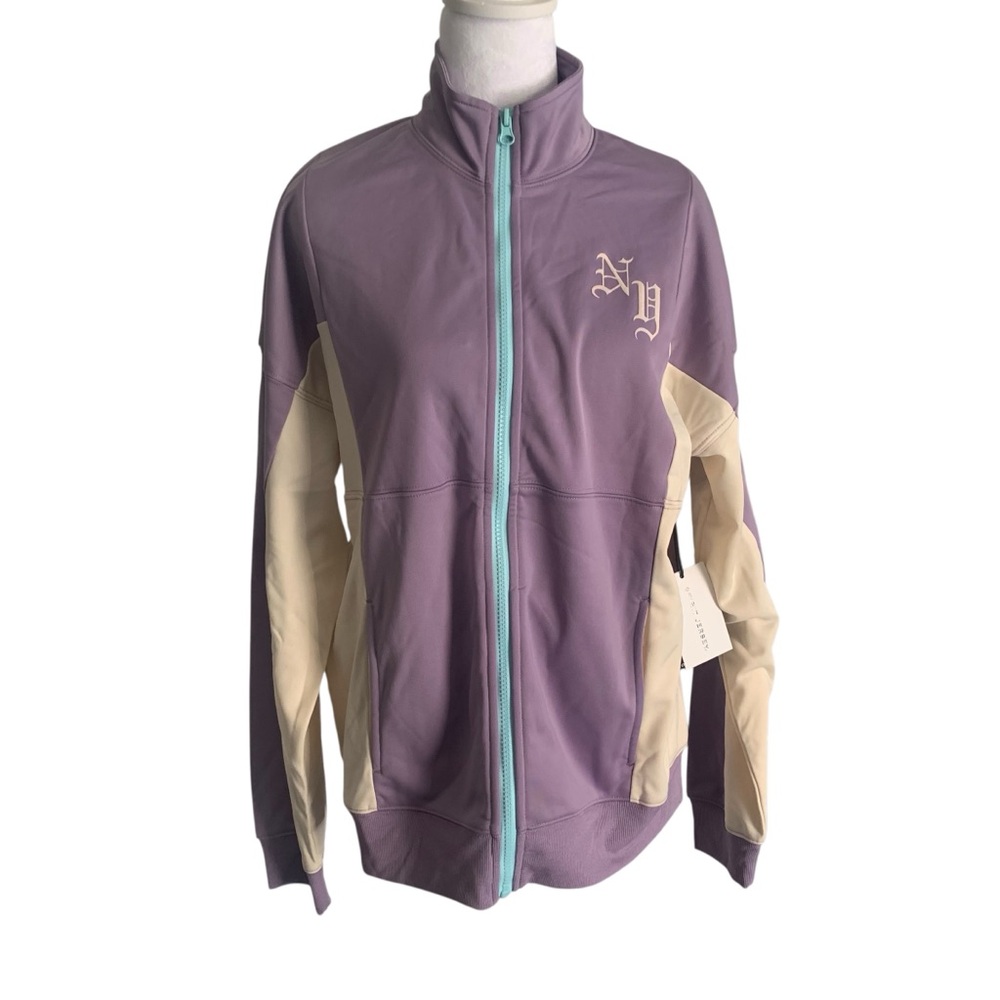 NWT Spirit Jersey Purple & Ecru Unisex Small Zip NY Leisure Club Athleisure
